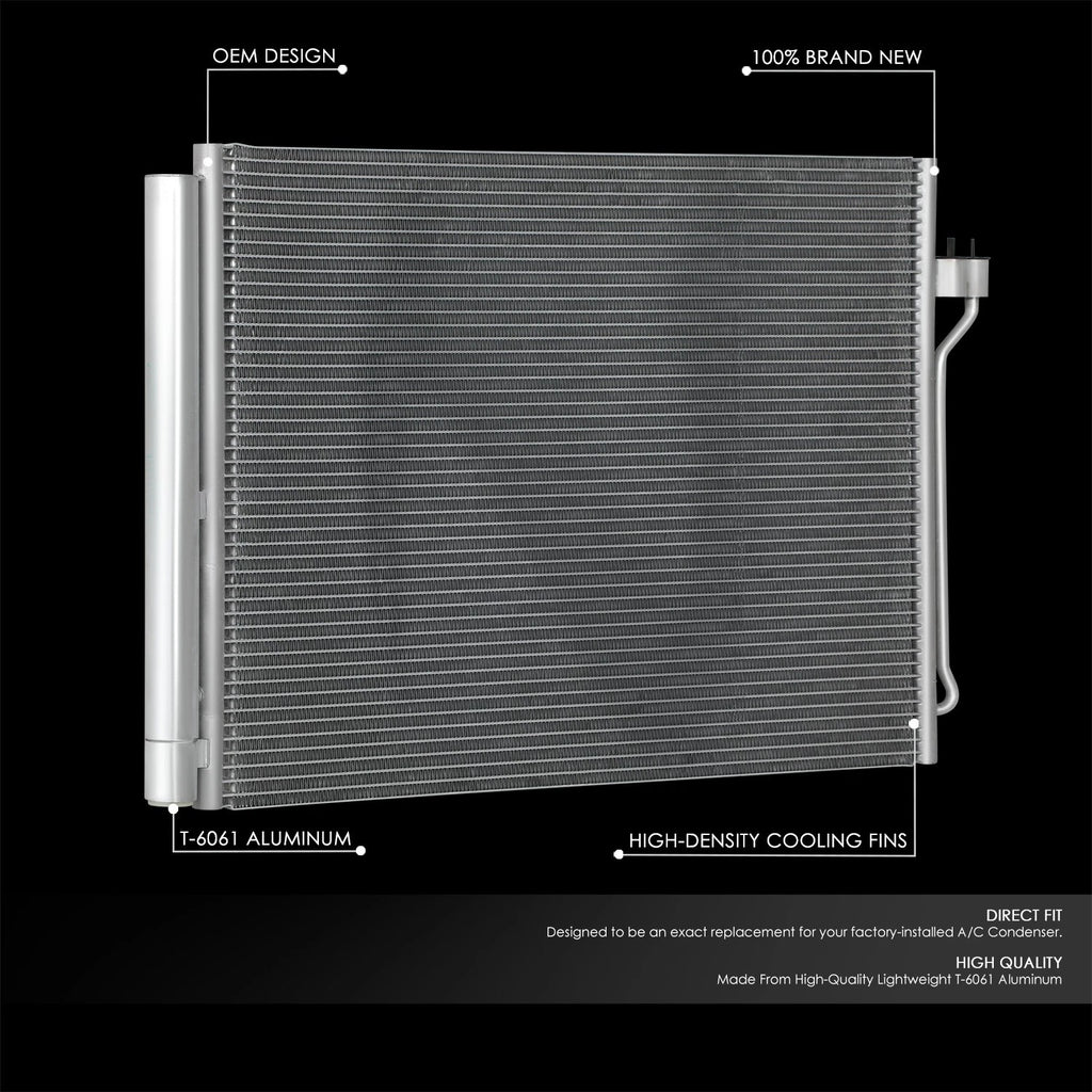 A/C Condenser for BMW 528i 550i 550i GT 650i xDrive (2010–2019) OE Style Aluminum