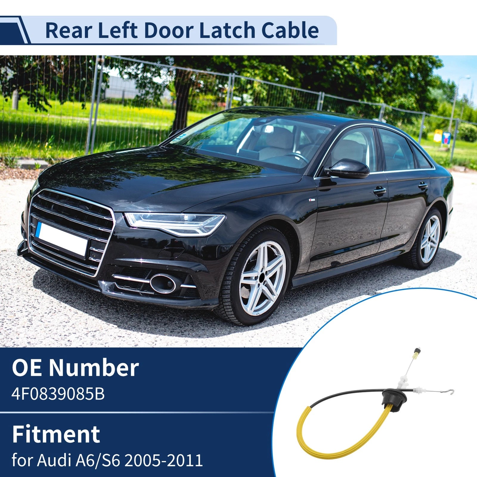 Door Latch Cable No. 4F0839085B for Audi A6/S6 (2005–2011) Rear Left