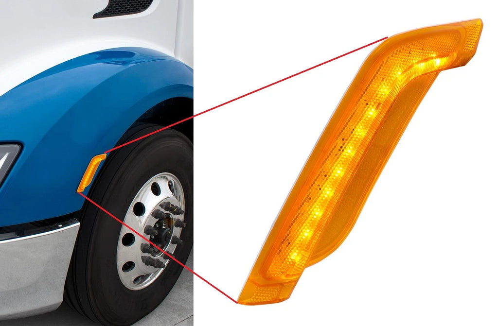 Driver Side Amber LED Fender Turn Signal Light for Peterbilt 579 587 (2016–2022)