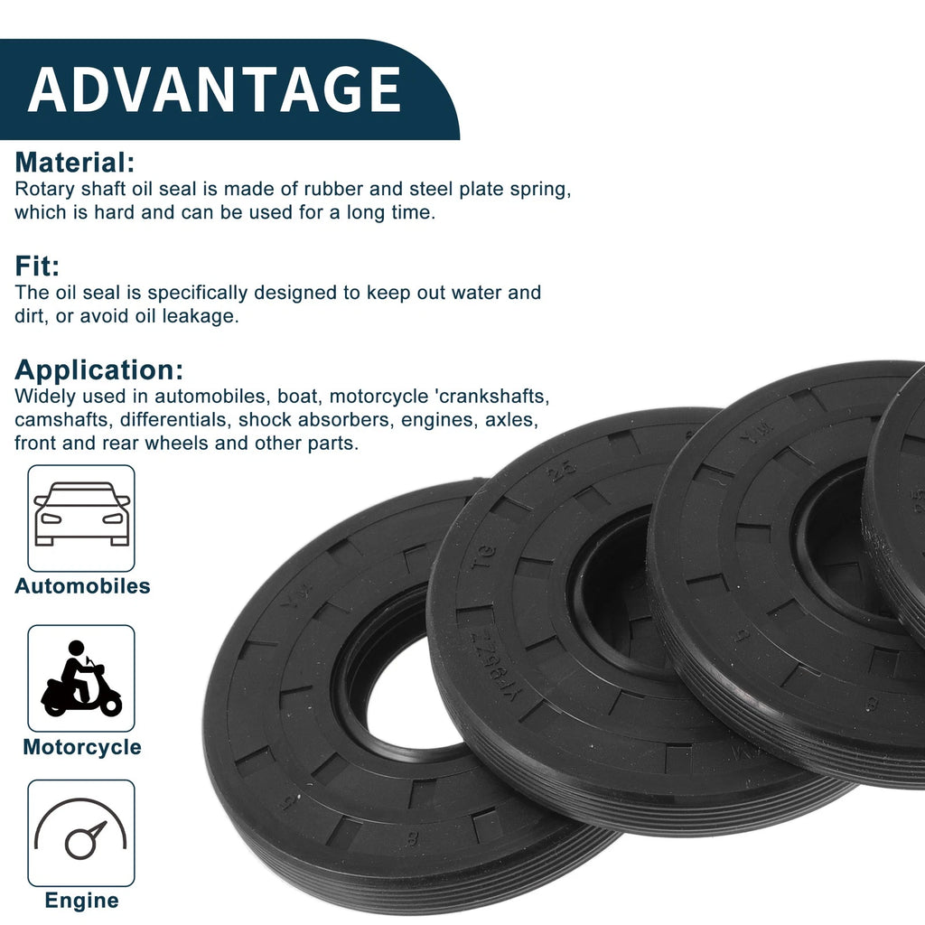 Set of 5 Oil Seal Rotary Shaft Seal NBR Rubber 25x62x8mm