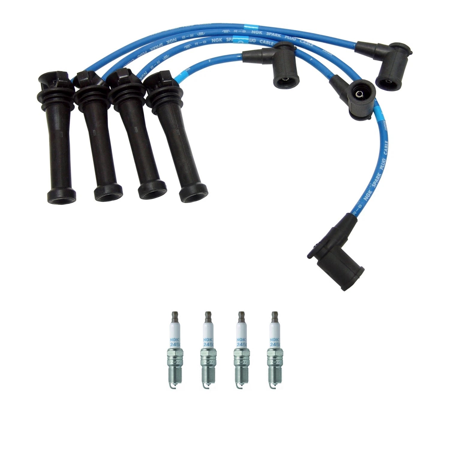 NGK 7mm Wire Set & 4 Platinum Spark Plugs for Mazda 6 (2003–2008)