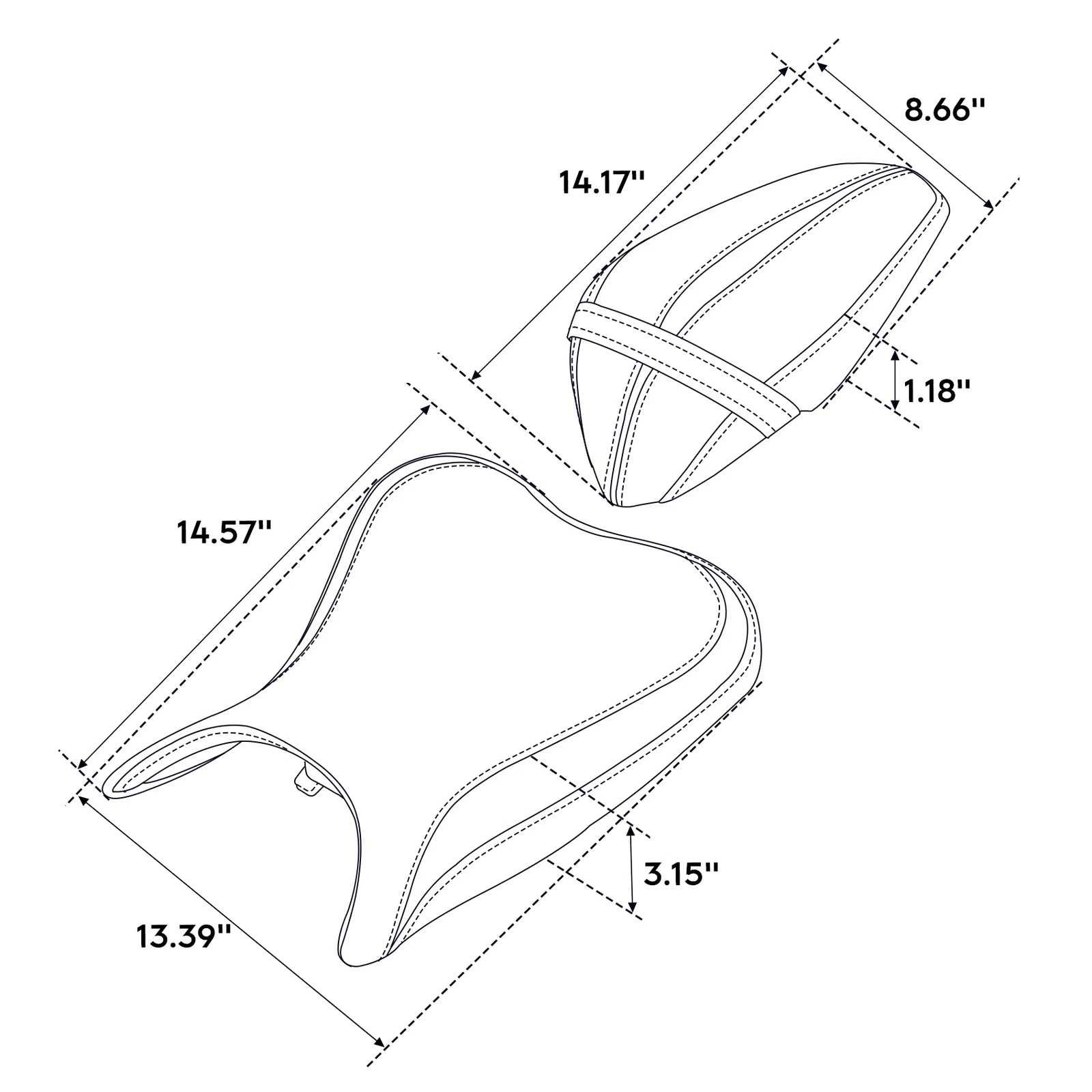 Driver & Passenger Seat for Kawasaki Ninja 400 Z400 (2018–2023) Black