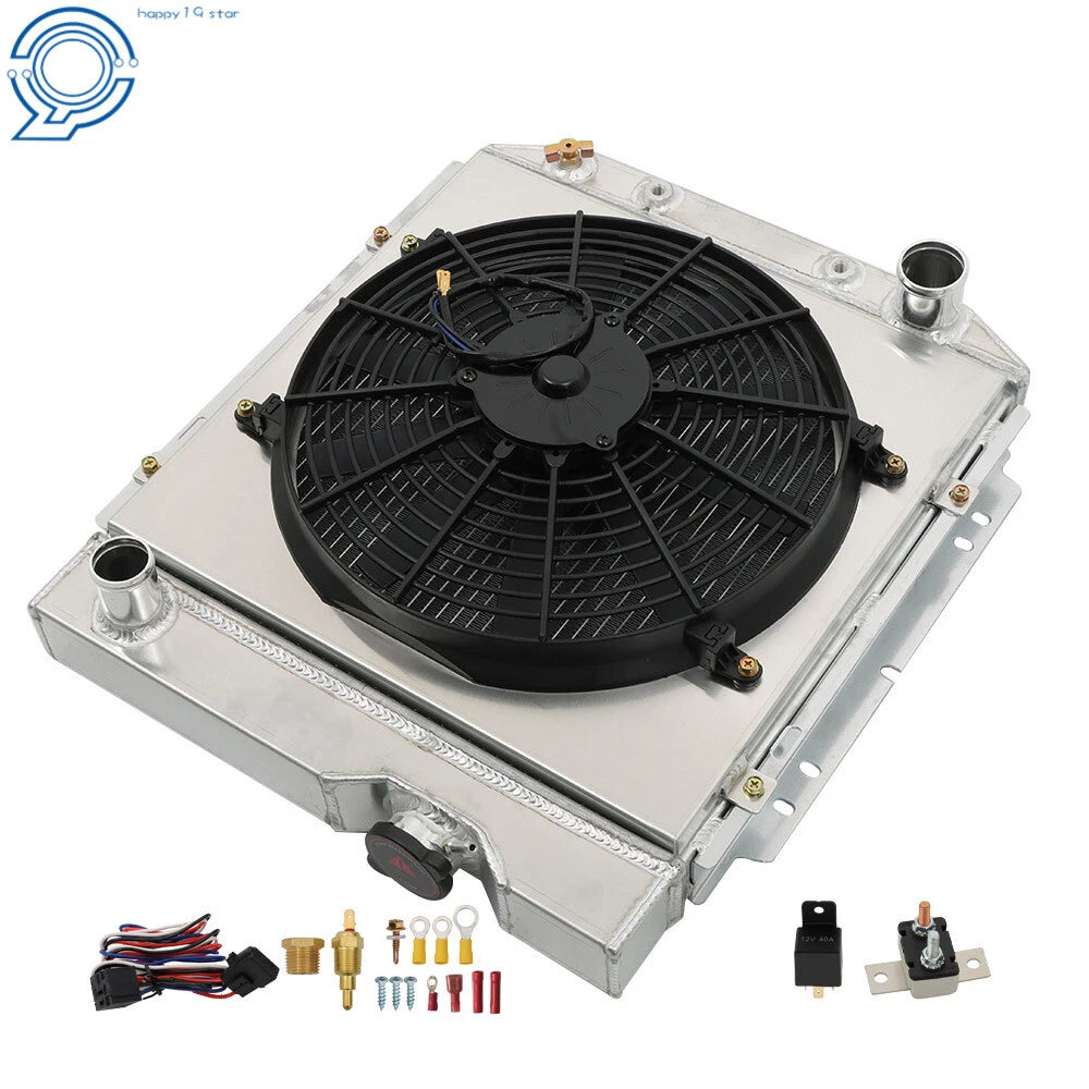 3 Row Aluminum Radiator with Shroud Fan Relay Kit for Ford Falcon Mustang (1960–1966)