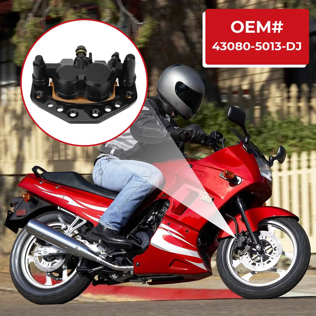 Front Brake Caliper & Pads for Kawasaki Ninja 250R 500R EX250F EX500D (2004–2009)