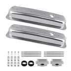 2X Valve Covers Center Bolt Polished for SBC Small Block Chevy (283–327)