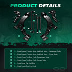 Set of 8 Front Lower Control Arms Tie Rods Sway Bars for Mazda 3 & 5 (2006–2009)
