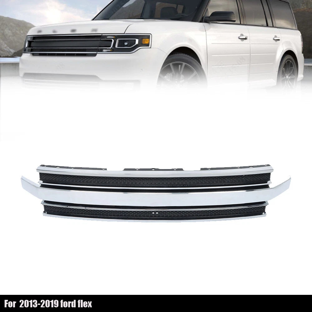 Front Upper Bumper Grille with Chrome Trim for Ford Flex (2013–2019)