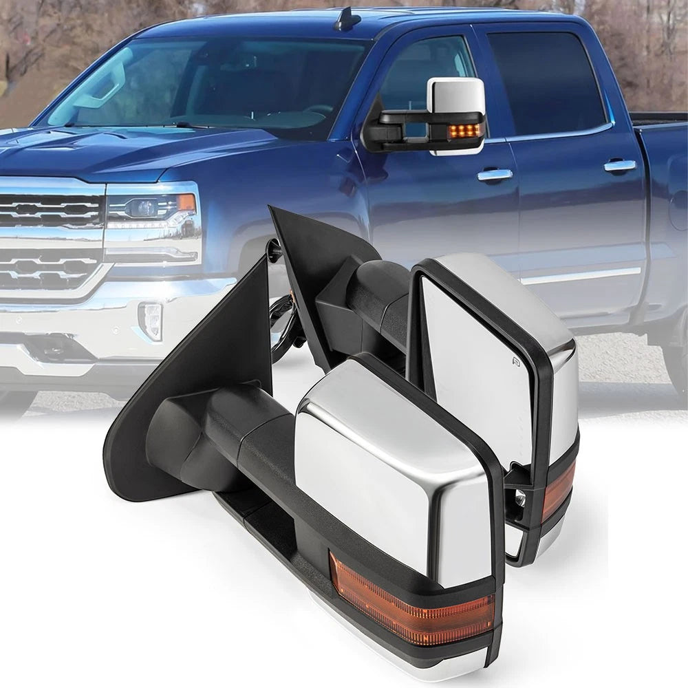Manual Heated Towing Mirrors for Chevy Silverado GMC Sierra 1500 2500 3500 (2015–2018)