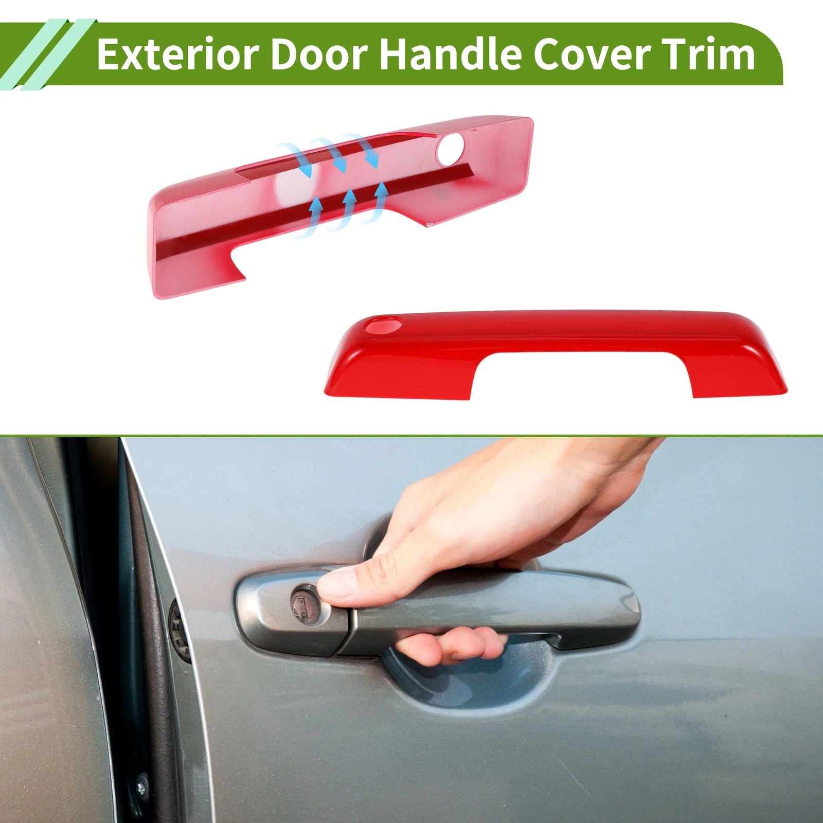 Set of 1 Exterior Door Handle Cover Trim for Ford Bronco (2021–2025) Red ABS