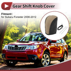 Gear Shift Knob Cover for Subaru Forester (2006–2012) Black Beige Faux Leather