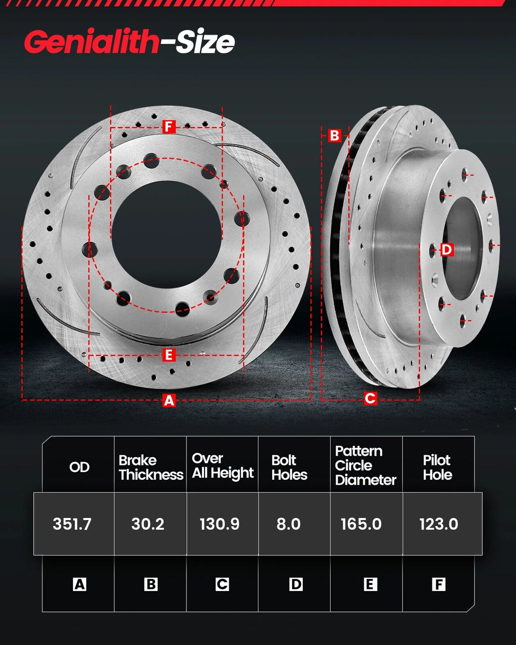 Rear Drilled Brake Rotors & Ceramic Pads for Dodge Ram 1500 2500 3500 (2006–2008)