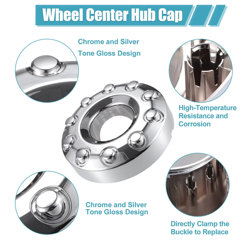 2X Front Wheel Center Hub Caps 10 Lug Chrome for Ford F450 F-550 (2008–2023)