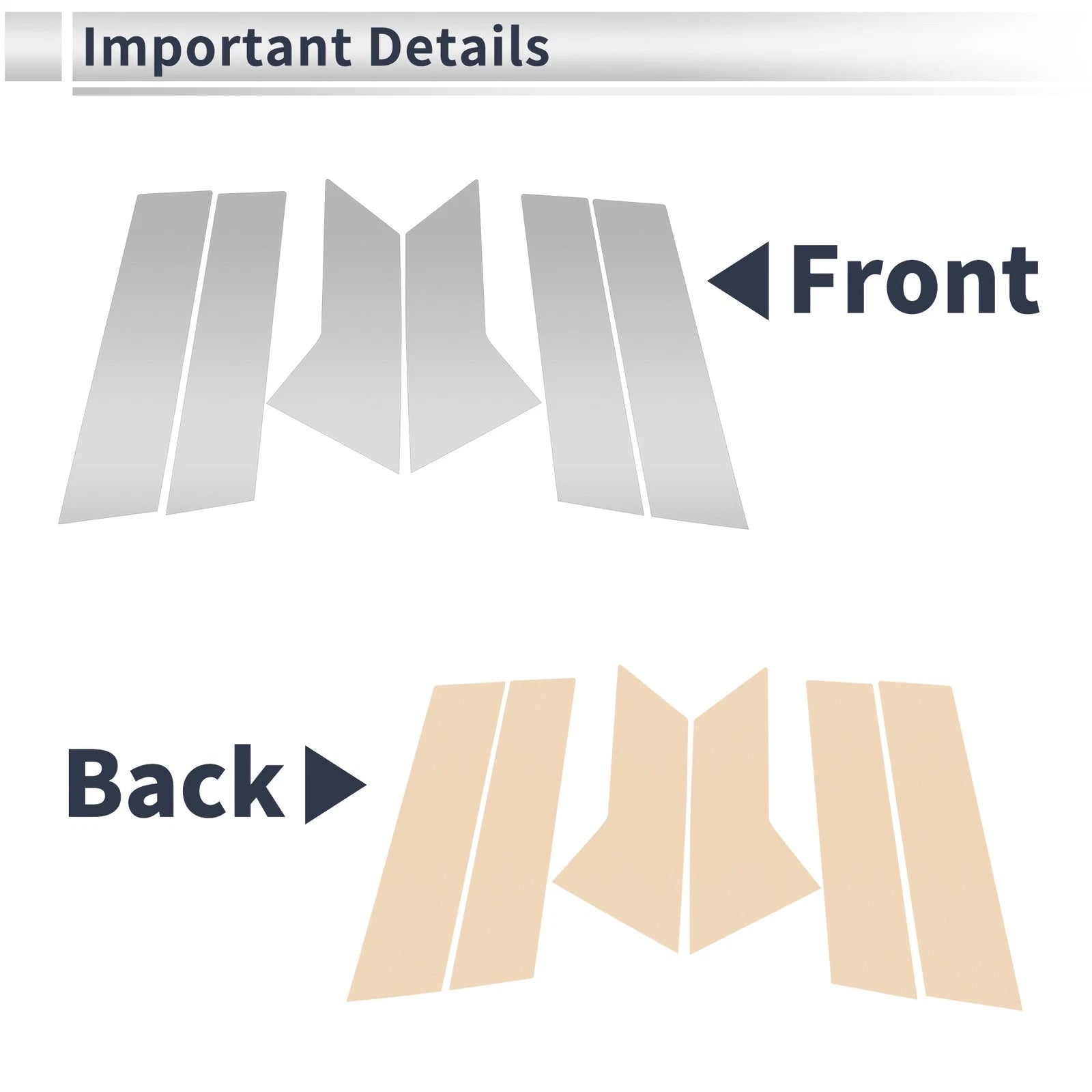 Set of 6 Door Pillar Window Trim for Mazda CX-3 (2015–2021) Silver Tone