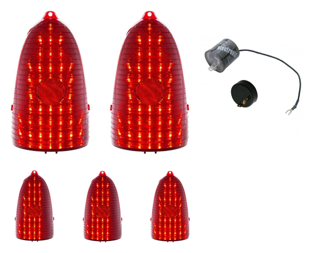 Sequential LED Tail Light Inserts with Flasher for 1955 Chevy Belair 210 150
