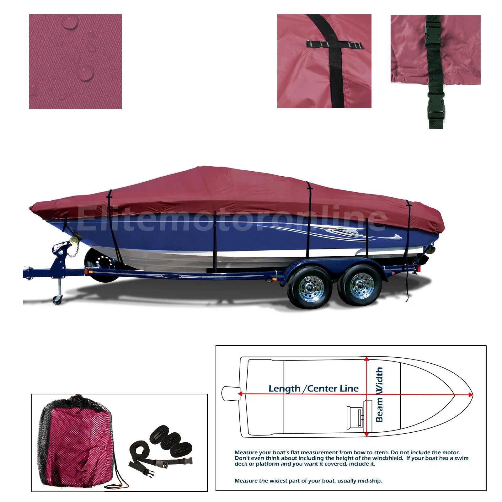 Heavy Duty V-Hull Bowrider Fishing Trailerable Jet Boat Storage Cover (14')
