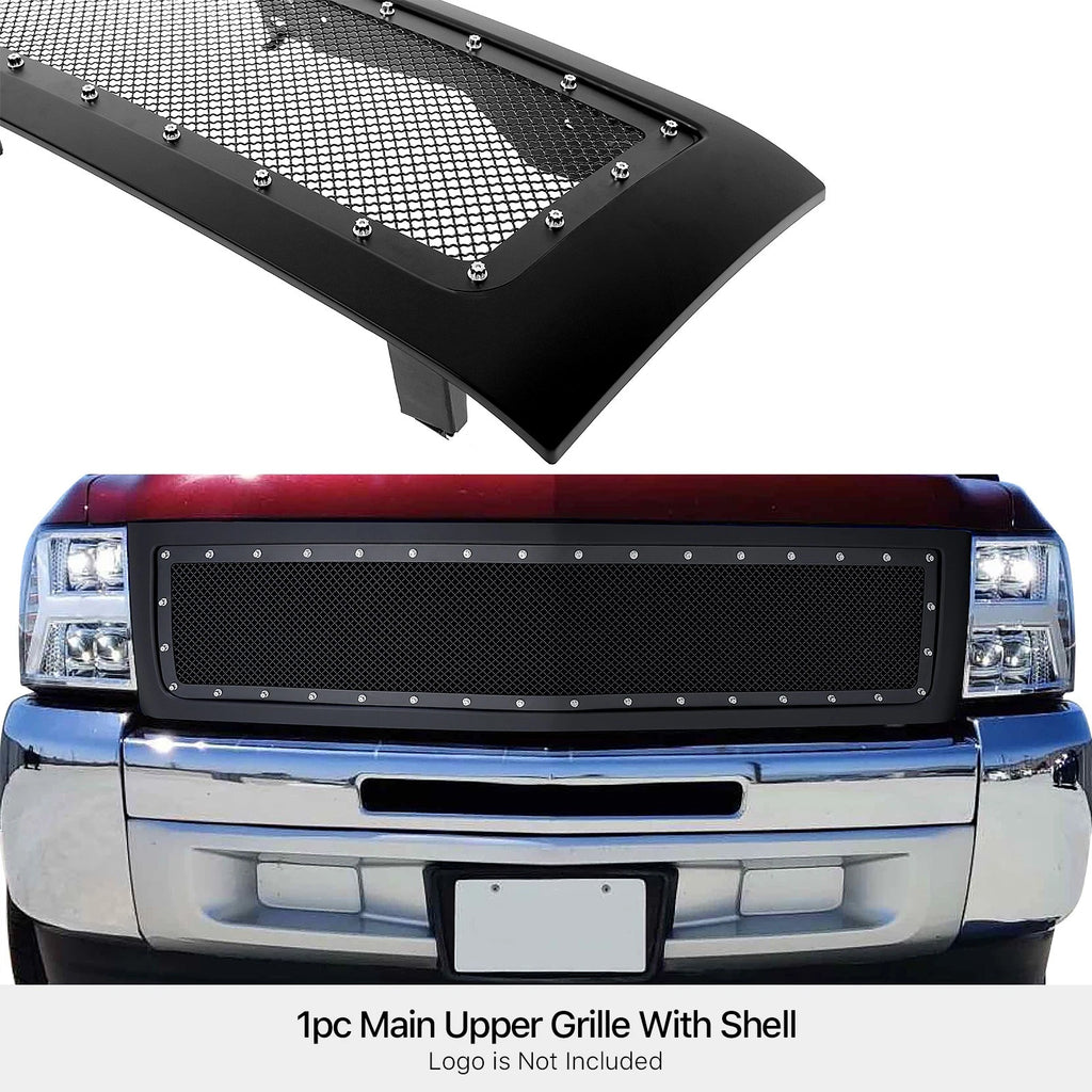 Stainless Black Rivet Mesh Grille for Chevy Silverado 1500 (2007-2013)