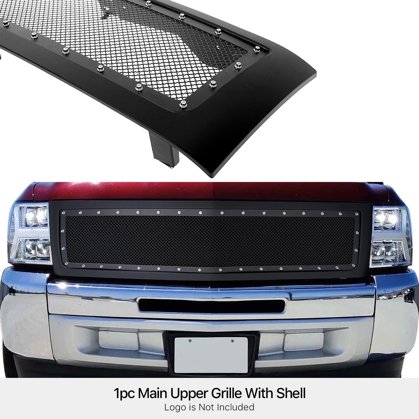 Stainless Black Rivet Mesh Grille for Chevy Silverado 1500 (2007-2013)
