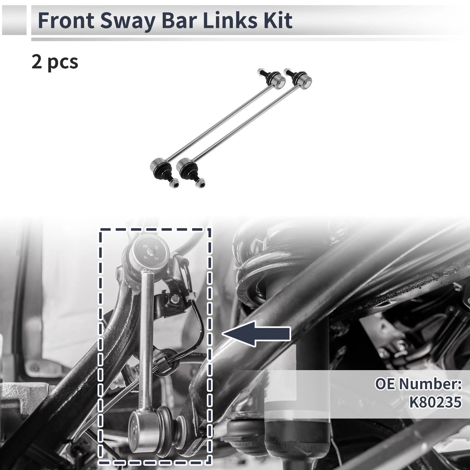 2X Front Stabilizer Bar Links No Bushing for BMW 740i (1995–2001) No.K80235