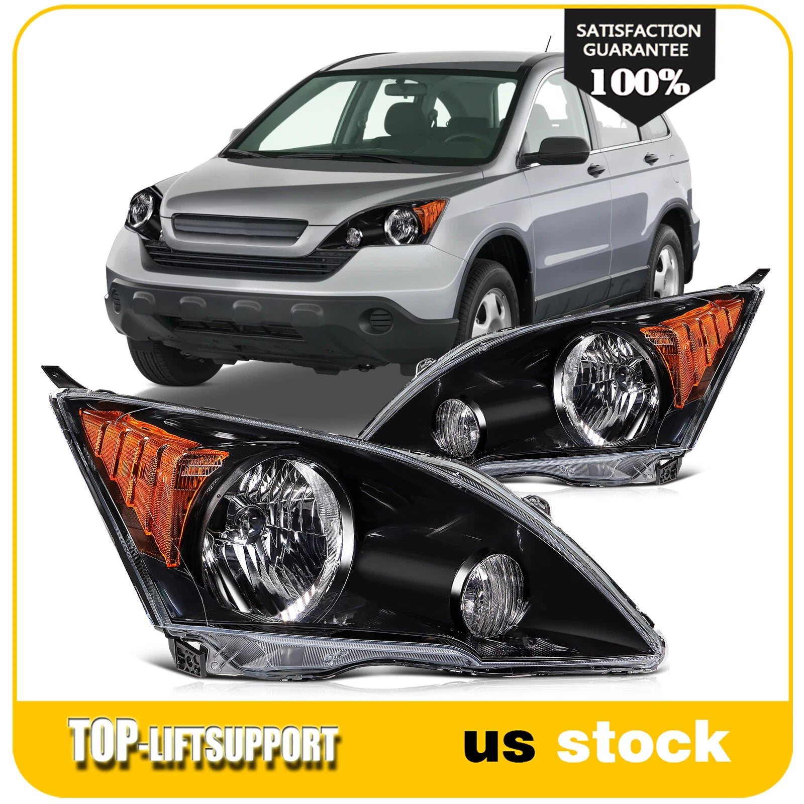 Headlight Assembly for Honda CR-V (2007–2011) Black Housing
