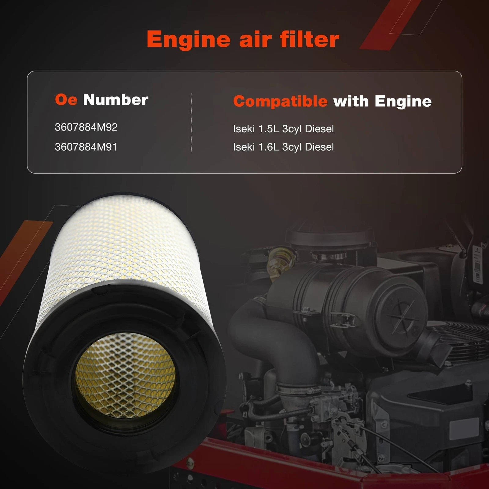 Air Filter 3607884M92 for Massey Ferguson 1233 1526 1528 1529 1531 1532 1533 (2000–2023)