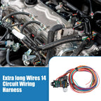 Set of 1 Universal 14 Circuit Wiring Harness Kit with Fuses for GM, Ford