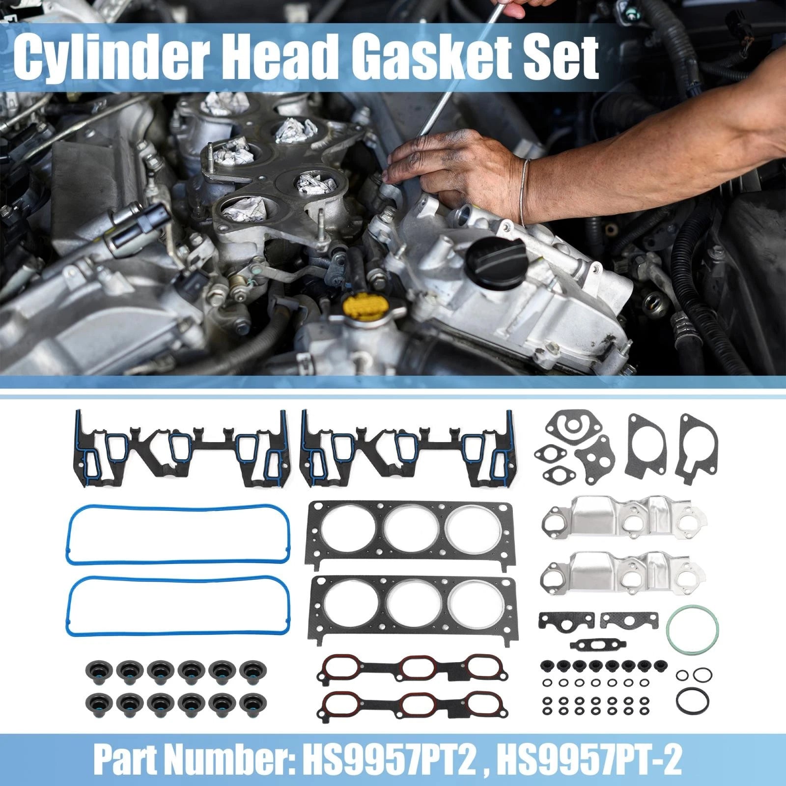 Set of 2 Engine Cylinder Head Gasket HS9957PT2 for Pontiac Buick Chevy 3.1L