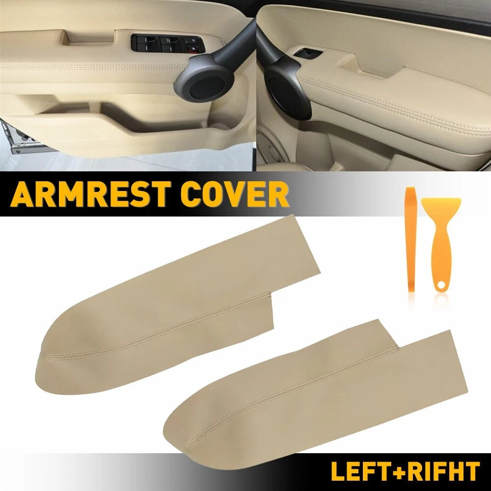 Leather Front Door Panels Armrest Cover for Honda CR-V (2007–2012) Beige Tan