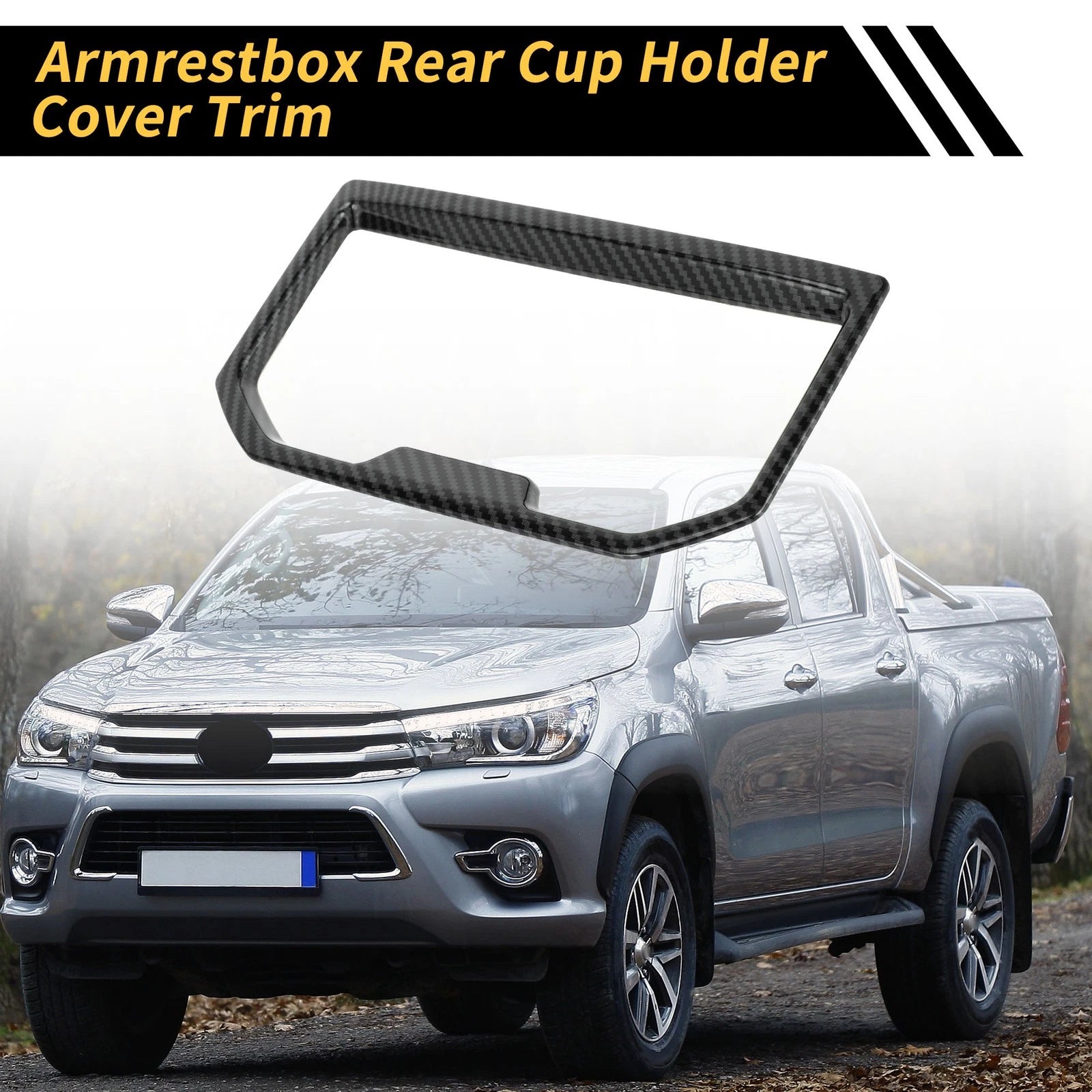 Carbon Fiber Armrest Box Rear Cup Holder Cover for Toyota Tacoma (2024)