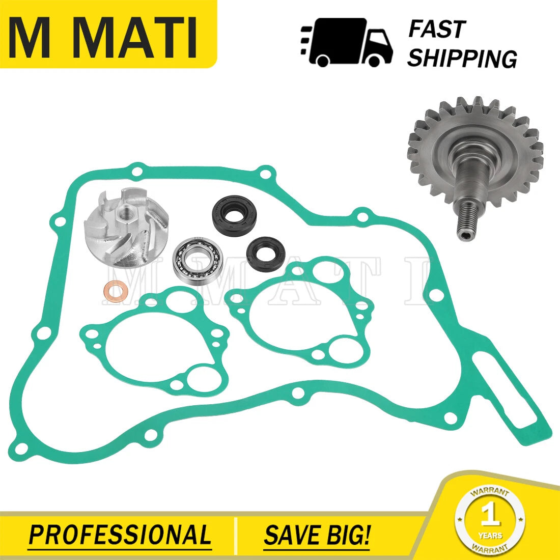 Water Pump Impeller & Shaft Gear Seal Gaskets for Honda CR125R (1997–2004)