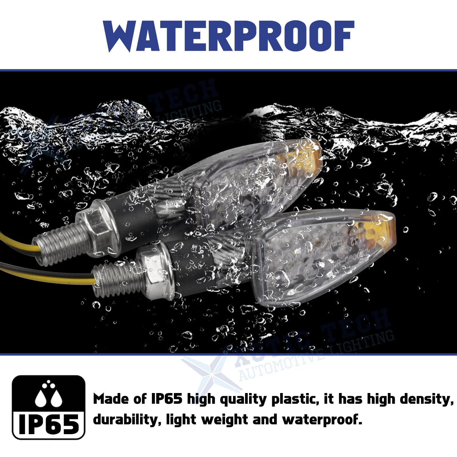 LED Turn Signal Mini Stalk Arrow Lights for Universal Motorcycles (-)