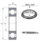 Deep Groove Ball Bearings 70x90x10mm for Scooter Skateboard (6814NR2RS)