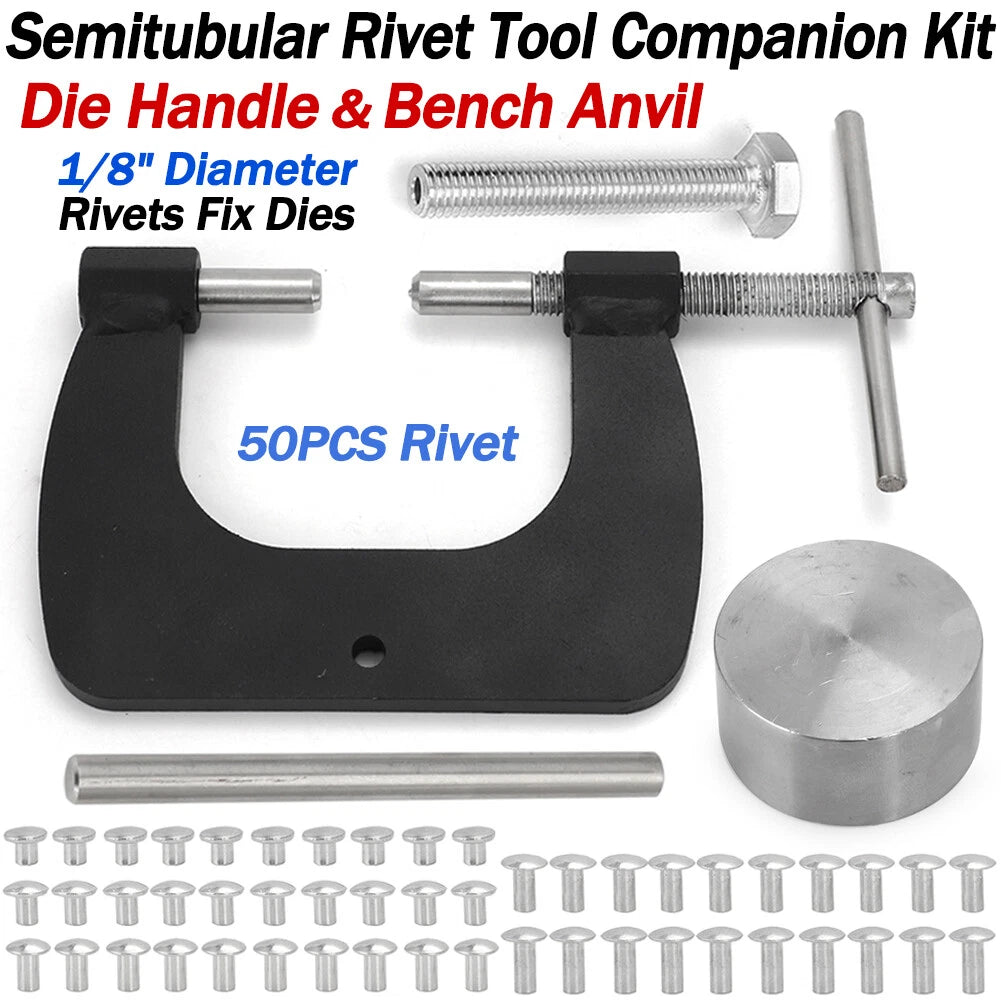 Vent Window Rivet Tool & Die Handle for Bench Anvil (1/8" Semitubular Rivets)