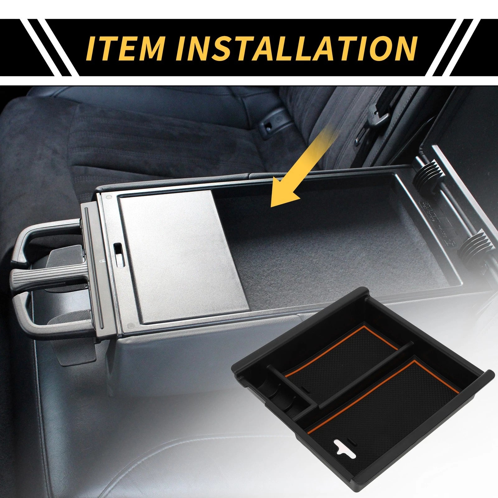 Center Console Organizer Insert Tray for Toyota Tacoma (2016–2021) Black Orange