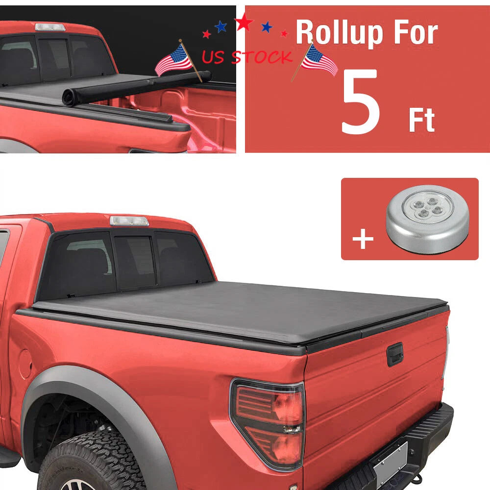 5Ft Roll Up Soft Tonneau Cover for Chevy Colorado GMC Canyon (2015-2019)