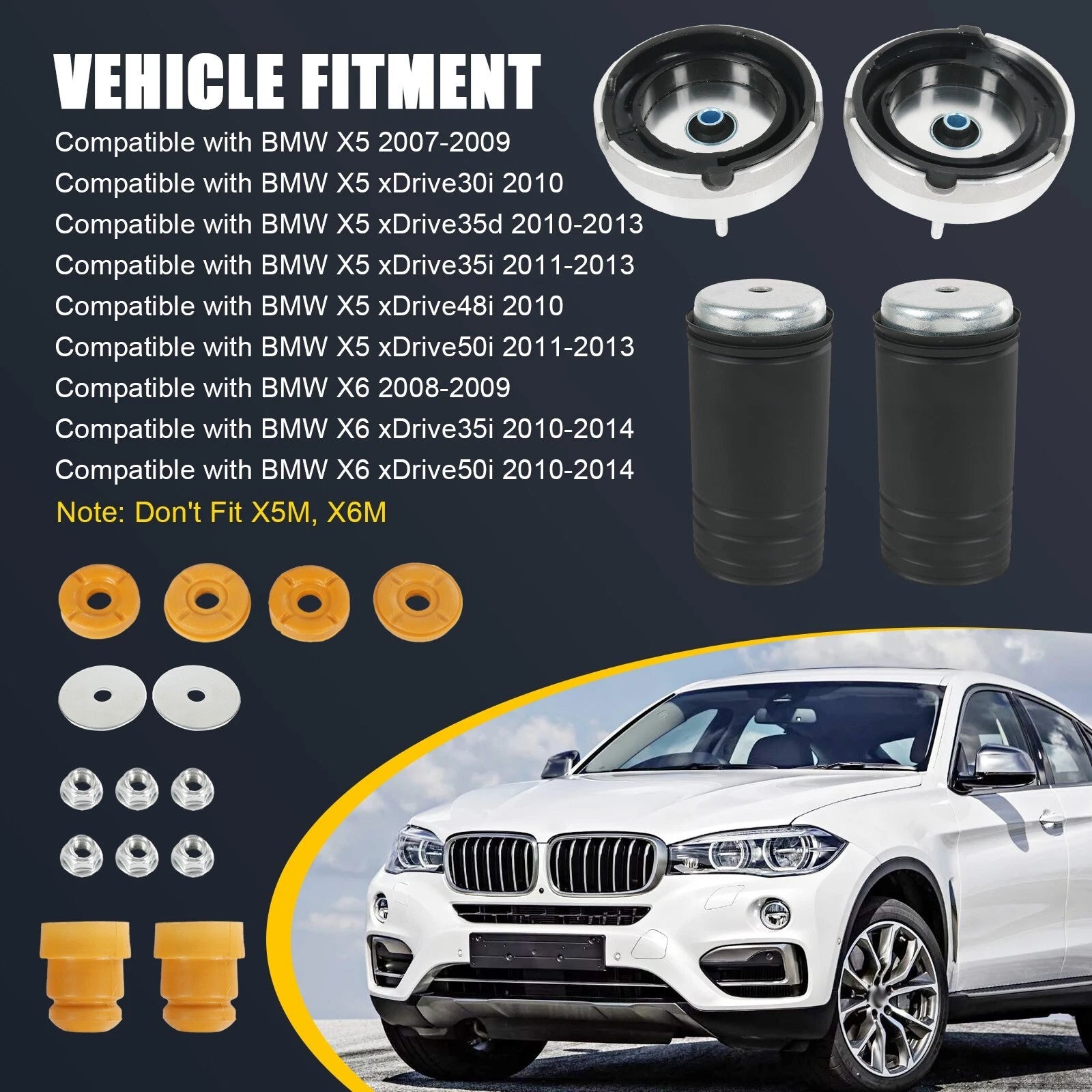 Front Strut Shock Mount Kit for BMW X5 E70 X6 E71 (2007-2013)
