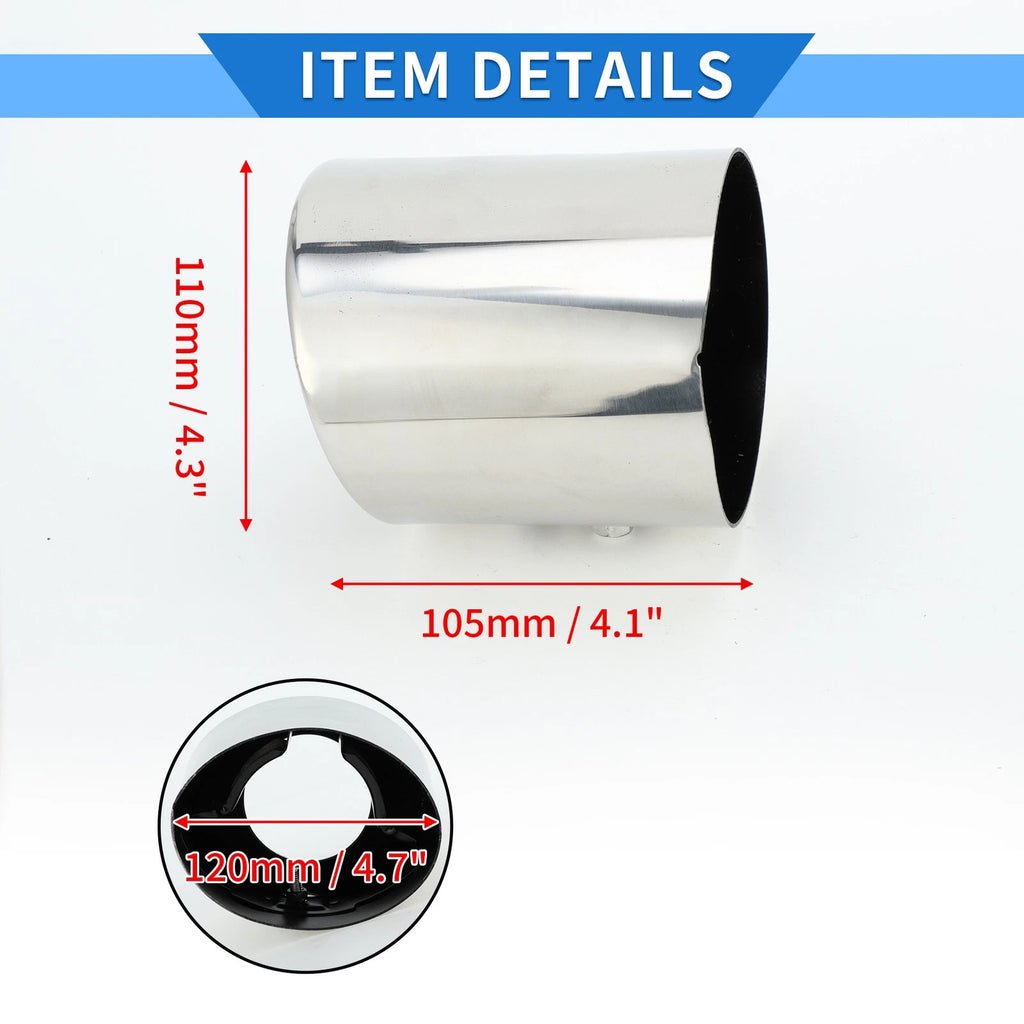 1 Pc Slant Cut Exhaust Tip 4.7" Inlet for Honda Accord (2008–2012) Silver Tone