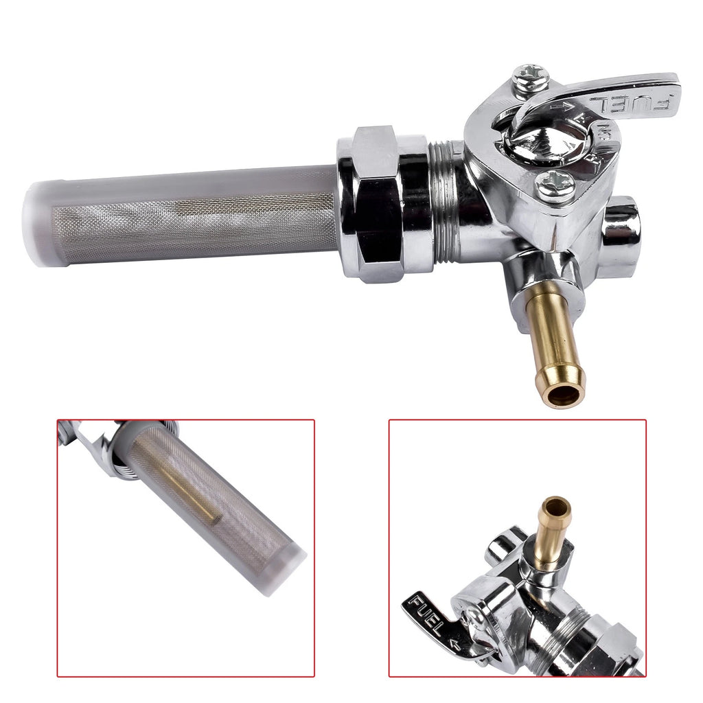 Left Spigot Fuel Valve 22mm for Harley-Davidson FXS FXD FLH FLST FXR FLT (1970–2023)