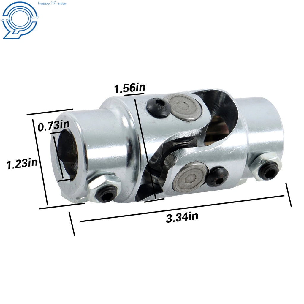 Chrome Steering U Joint Coupler for Universal Applications (3/4" DD)