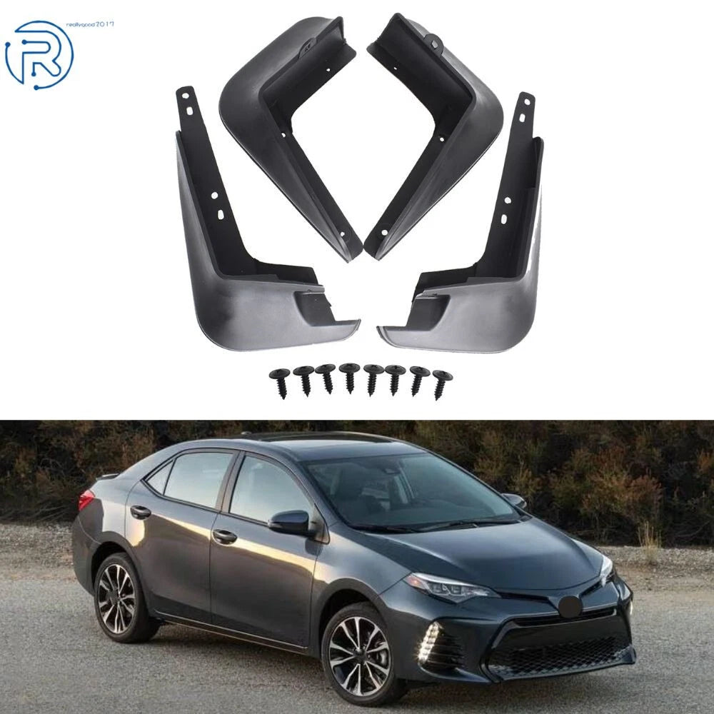 Set of 2 Black Plastic Mud Flaps for Toyota Corolla (2014–2018)