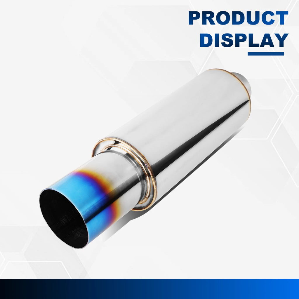 2" Straight-Through Exhaust Muffler with 3" Burnt Diagonal Tip for