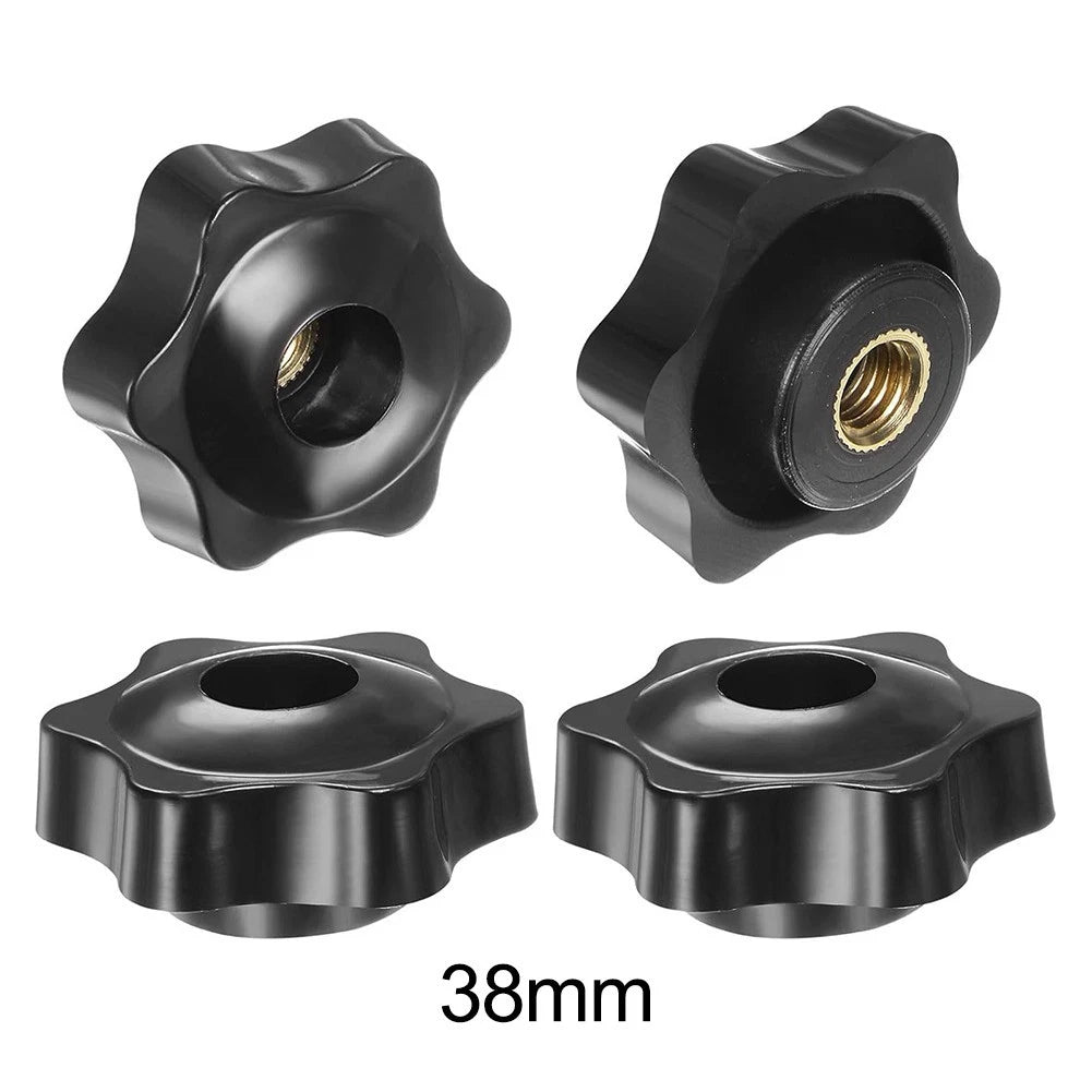 Set of 4 Star Shaped Knobs with M8 Threaded Brass Insert for