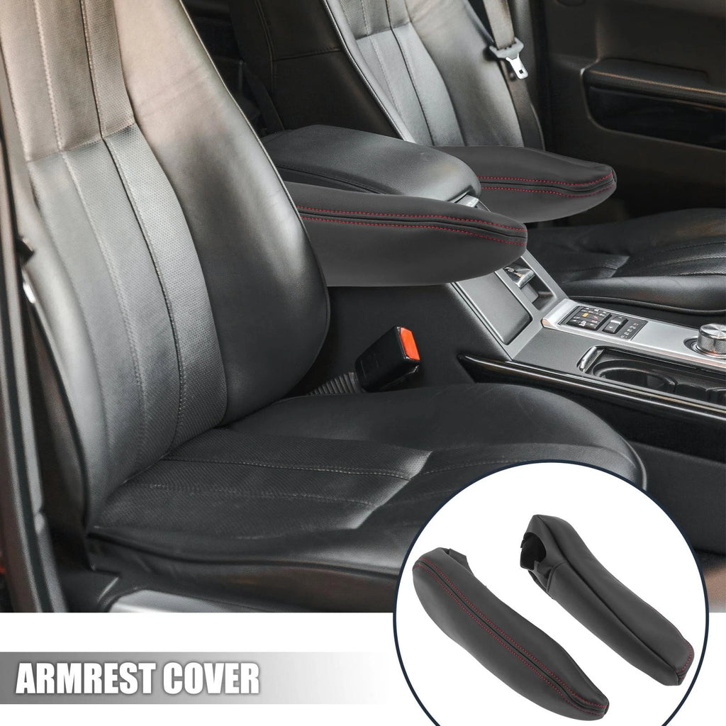 Pair Front Seat Armrest Covers for Toyota Sienna (2005–2010) - Black/Red Line