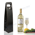 Black Crocodile Grain Leather Wine Carrier Tote for Party (–)
