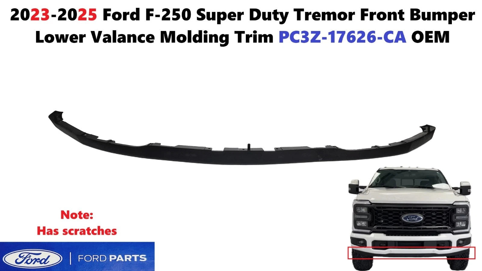 Front Bumper Lower Valance Molding Trim for Ford F250SD (2023–2025) PC3Z17626CA