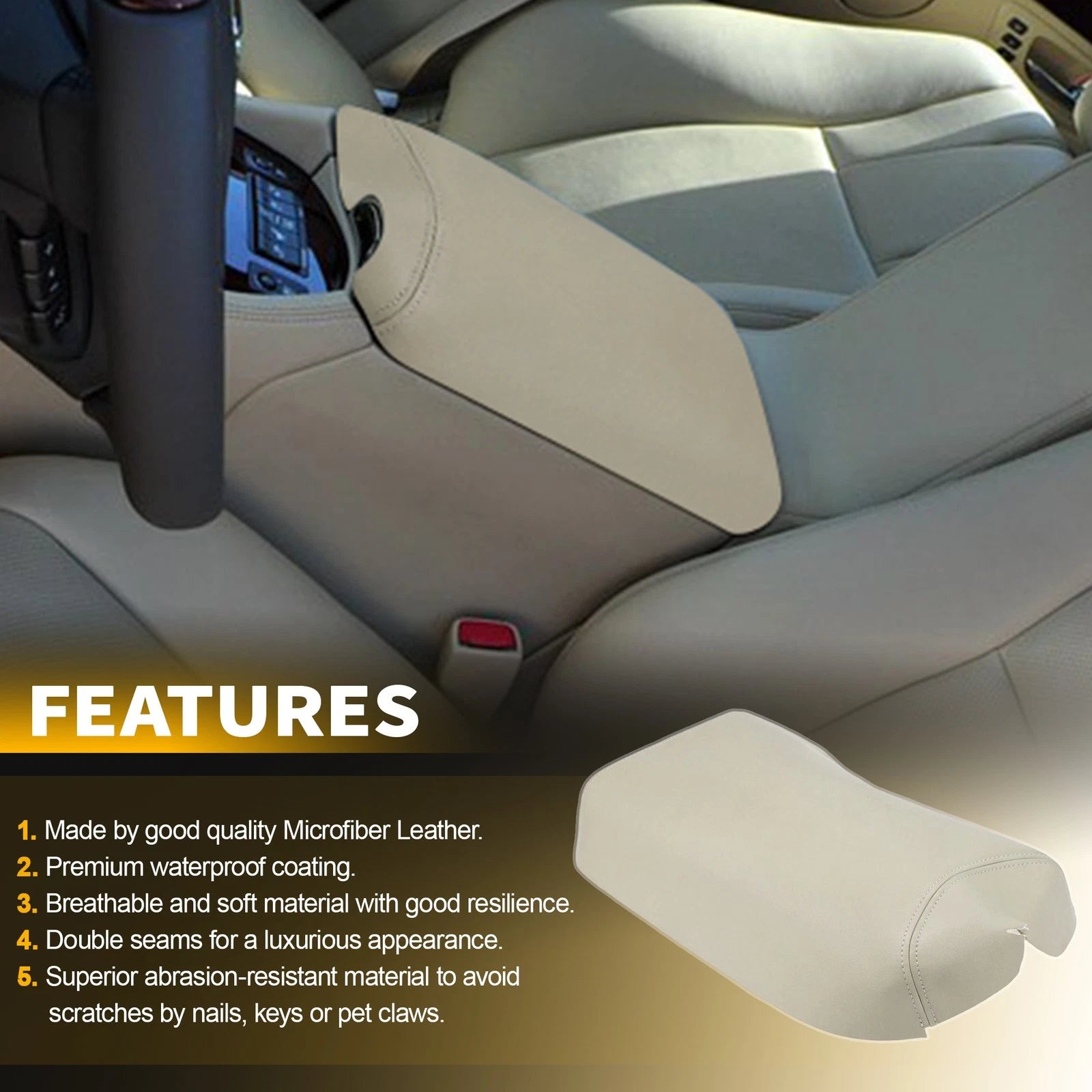 Leather Front Center Console Armrest Lid Cover for Lexus LS460 (2007–2012) Beige