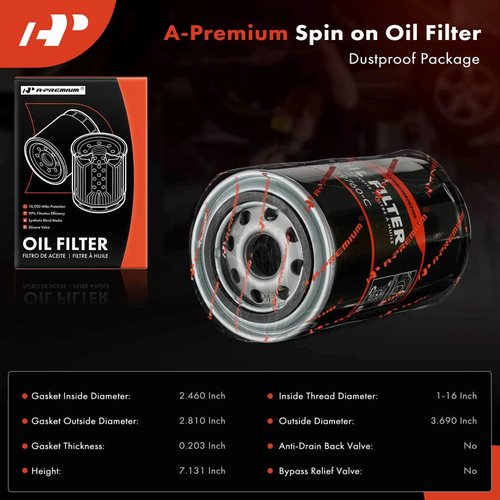 Engine Oil Filter for Ford F-600 (1992–1994) Ram 2500 3500 (2011–2023)