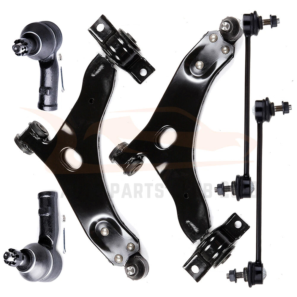 Set of 6 Front Lower Control Arms & Tie Rods for Ford Focus (2000–2004)