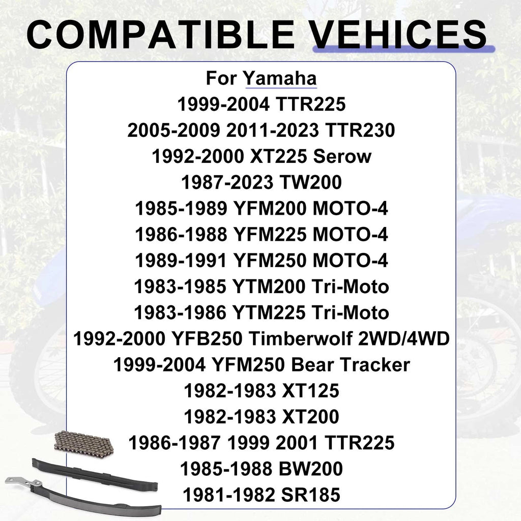 Cam Timing Chain and Guides Kit for Yamaha SR185 BW200 (1981–1988)