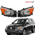 Set of 2 Headlight Lamps for Toyota Rav4 Sport (2009–2012) Black Housing