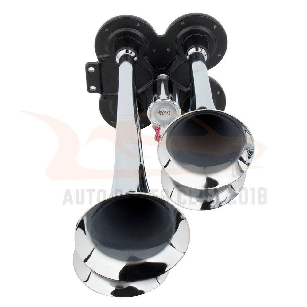 4 Trumpet Air Horn Kit for Car Truck with 12V Compressor Tank Gauge
